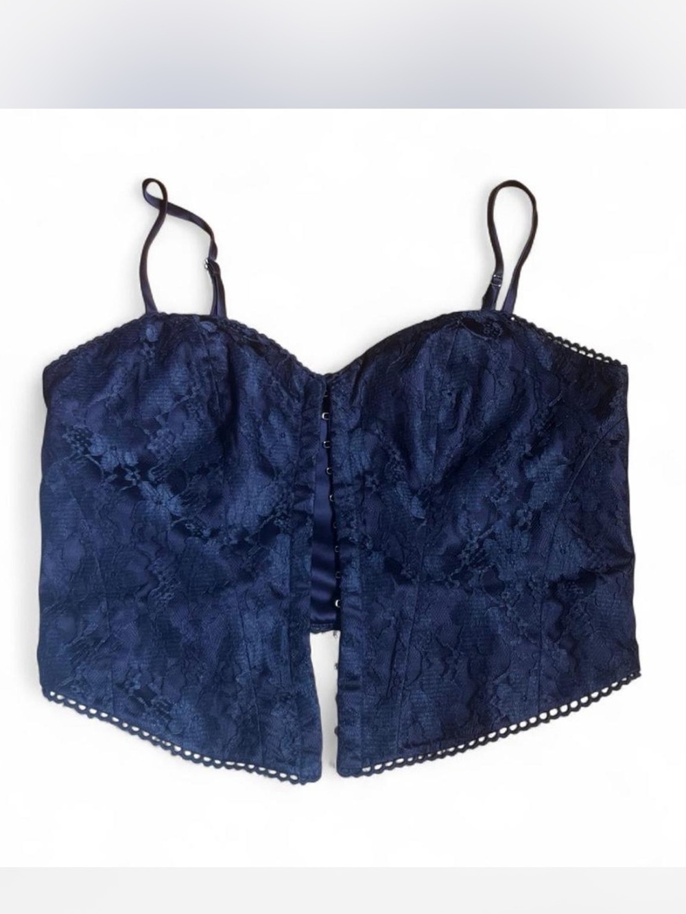 Urban Outfitters Navy Lace Bustier Crop Top